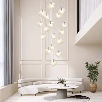 Съвременни радиални стълби, led светлини, висящи лампи за всекидневната, led полилей за трапезария, окачена лампа за вътрешно осветление
