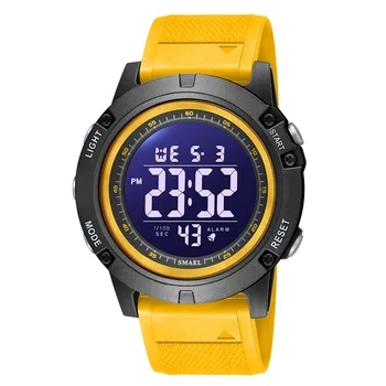 Тактически часовник Мъжки цифрови спорт часовници Жълт силиконов каишка Водоустойчив многофункционален военни мъжки часовник Мъжки часовник