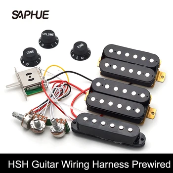 Теглене на кабели китара ST HSH Предварително включен / 5-позиционен ключ / 2T1V Черен / бял / жълт