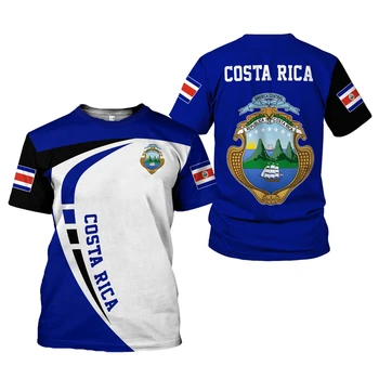 Тениски с 3D-принтом хартата на Коста Рика За мъжки дрехи, Ежедневни топ с къс ръкав и кръгло деколте, дишаща тениска в стил поп-култура, тениски Оверсайз
