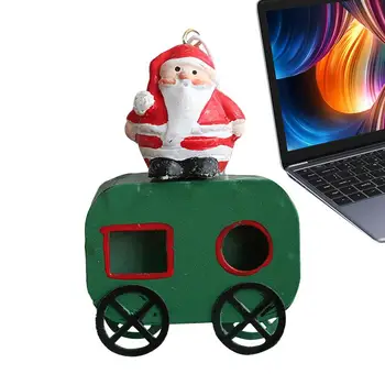 Украса за Коледните влакове, Iron влак, Висулка във формата на Дядо коледа-на Снежен човек, Коледни украси, Декоративни влак, Маса за декорации, Изглед отзад