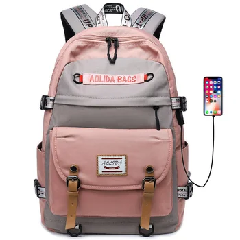 Улични новости, училищна чанта за ученици, женски раница с хитовой цветни шевове, USB-компютър с голям капацитет