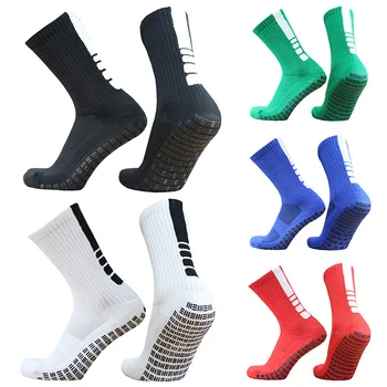 Футболни нови нескользящие чорапи, мъжки чорапи с вертикални ивици, точки, три кръст-образни греди, футболни чорапи с превземането на