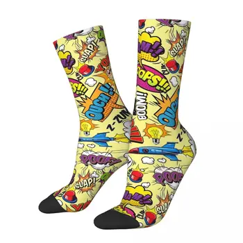 Футболни чорапи с елементи от комикси Харадзюку в стил поп-арт, полиэстеровые чорапи за отбора унисекс, нескользящие