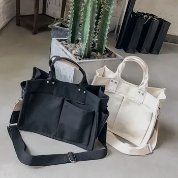 Холщовая модерна дамска чанта, лесна и универсална бяла чанта през рамо, iPad голям капацитет, чанта на едно рамо, чанта за телефон