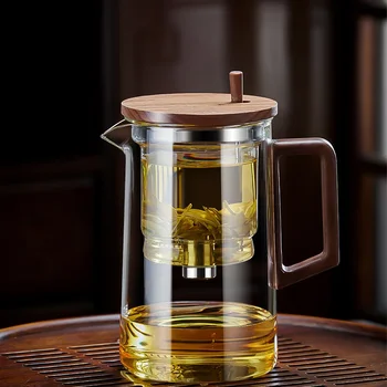 Чайник от устойчиви на топлина стъкло, кана с Филтър с един бутон, Домакински кафе машина, Удобен Нагреваемый филтър, китайски Чай, определени