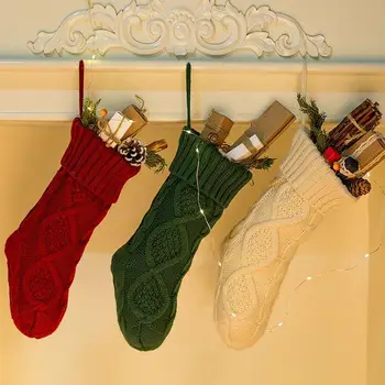 Чанта за коледни подаръци, декоративни Чорапи, вязаный Коледни чорапи, Висящи украшения за елхи, Коледни украси, Нов 2024 година