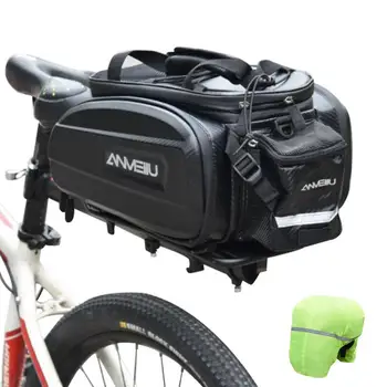 Чанта за мотор, черна велосипедна чанта с голям капацитет, водоустойчив, разтегателен, Велосипеден багажник, Велосипедна кошница с дръжка за бутилки и мезета