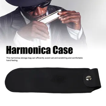 Чанта за съхранение на лабиален хармоника, удобна за ръце, калъф за лабиален хармоника от изкуствена кожа, контейнер за пътуване