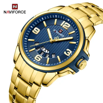 Часовници за мъже, нови военно-спортни кварцов ръчен часовник NAVIFORCE от неръждаема стомана, водоустойчив мъжки светещи часовници Relogio Masculino