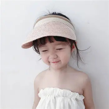 Шапка с защита от uv, сламена шапка с широка периферия, детска лятна градинска солнцезащитная шапка с козирка, плажна сламена шапка