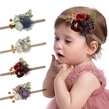 Шапки за момиченца Найлонови превръзки с нежно цвете Дъвка за коса-Аксесоари за новородени, Бебета, малки деца